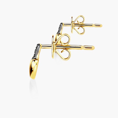 Kolczyki serca Savicki: złote, czarne diamenty